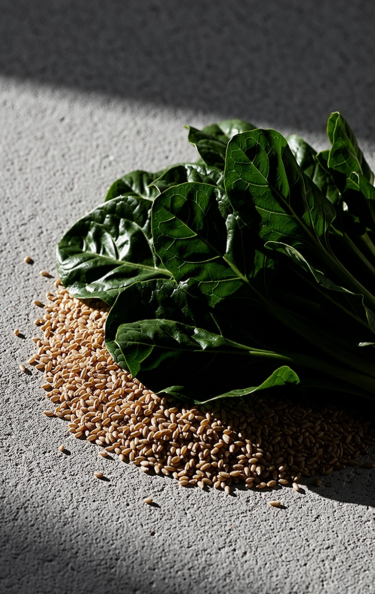 Aliments bruts sur béton